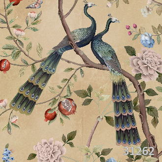 Two peacocks beige